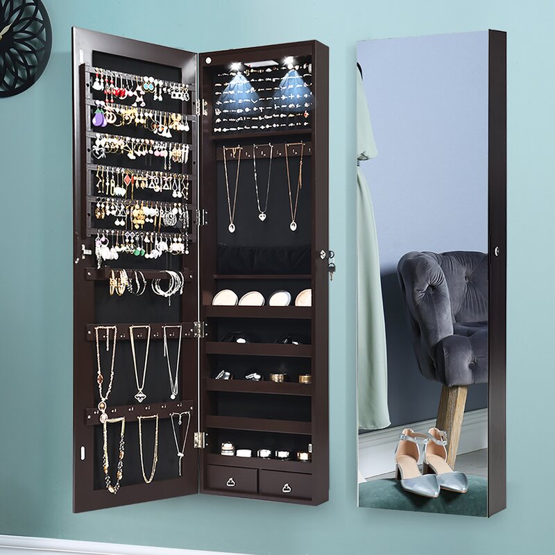 Black jewelry armoire hanging offers armoire